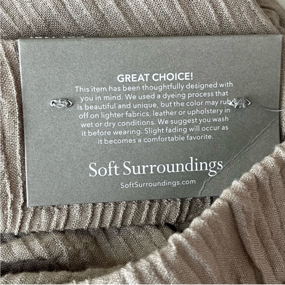 SOFT SURROUNDINGS NWT OCEO GAUZE WIDE LEG PANTS IN PEBBLE TAUPE PETITE XL - Picture 11 of 14